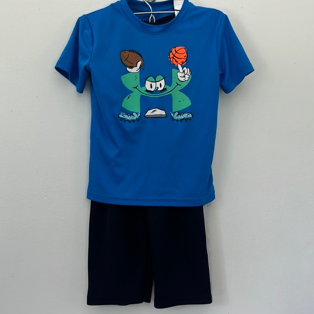 Blue and Navy Under Armour Tshirt and Garanimals Pants